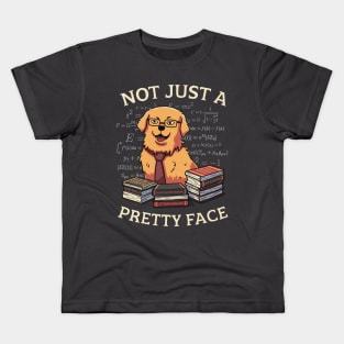 Not Just a Pretty Face // Golden Retriever, Smart Doggo, Scientist Kids T-Shirt